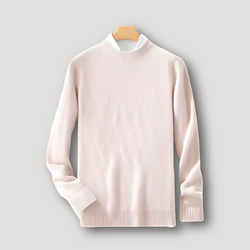 Round Neck Diamond Pattern Knit Cashmere Sweater Man