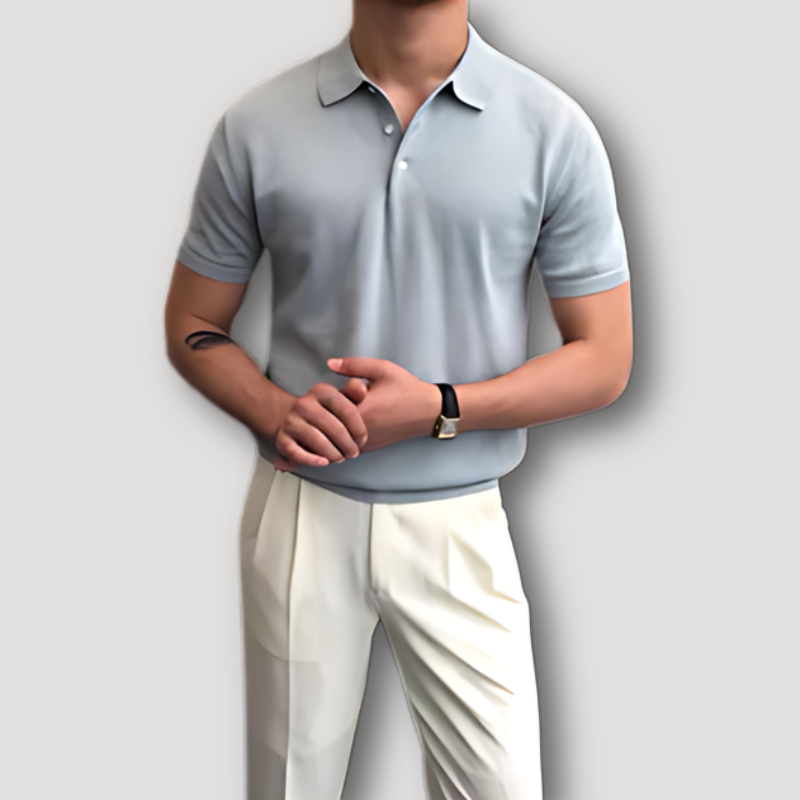 Short Sleeve Slim Fit Knitted Polo Shirt for Men