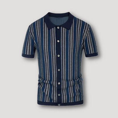 Geometric Pattern Knit Button Up Shirts Mens