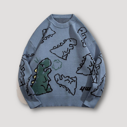 Dinosaur Cartoon Drawing Pattern Knitted Sweaters