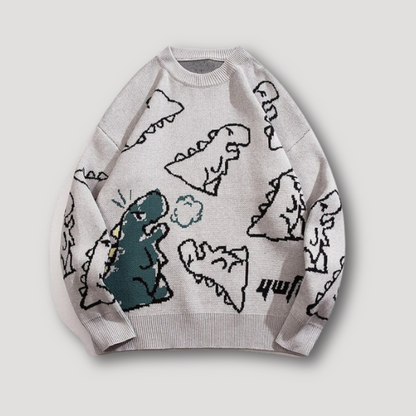 Dinosaur Cartoon Drawing Pattern Knitted Sweaters