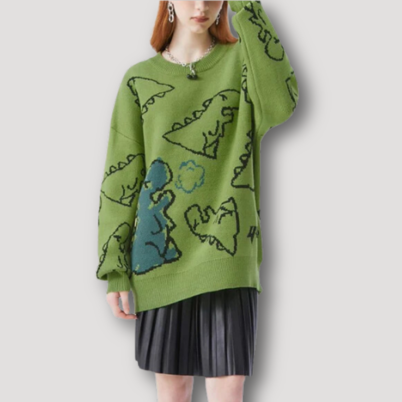 Dinosaur Cartoon Drawing Pattern Knitted Sweaters