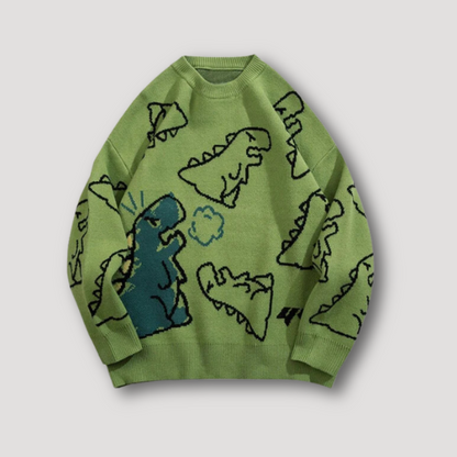 Dinosaur Cartoon Drawing Pattern Knitted Sweaters