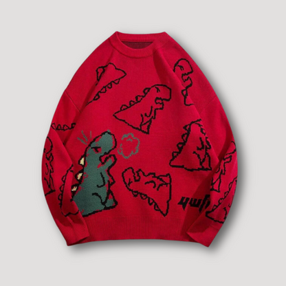 Dinosaur Cartoon Drawing Pattern Knitted Sweaters