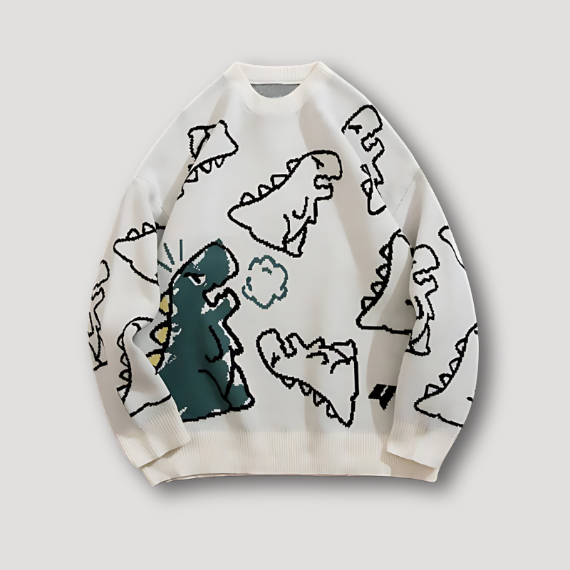 Dinosaur Cartoon Drawing Pattern Knitted Sweaters