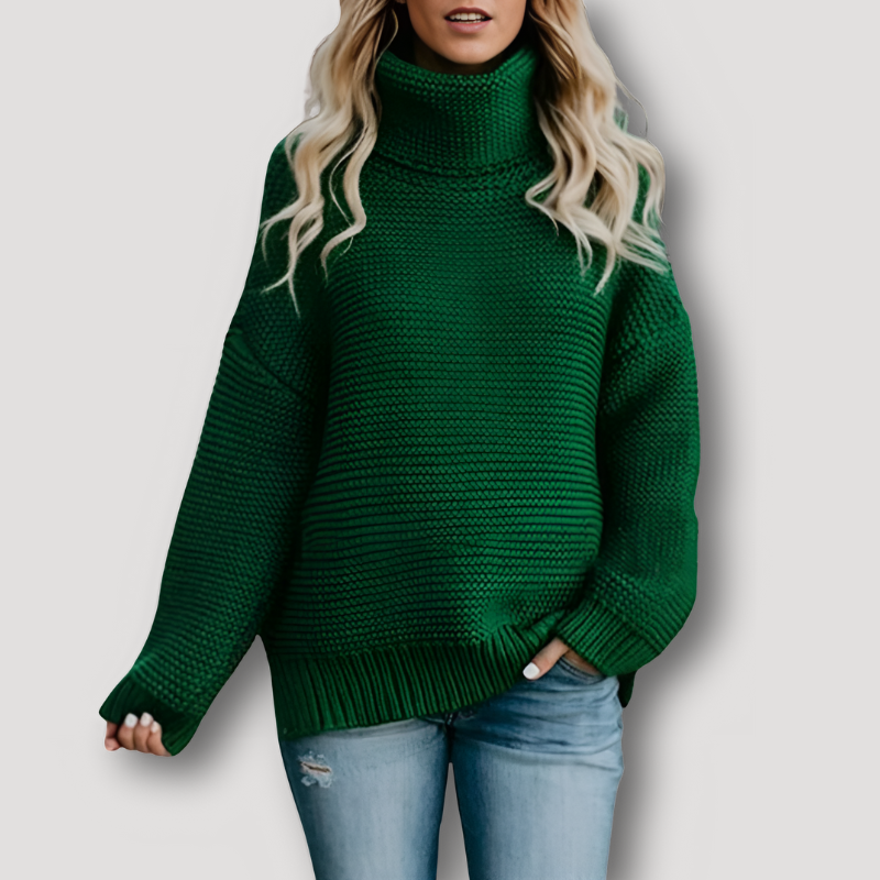 Oversized Chunky Turtleneck Knitted Sweater Women