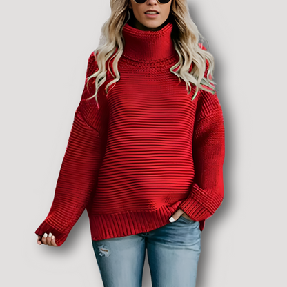 Oversized Chunky Turtleneck Knitted Sweater Women