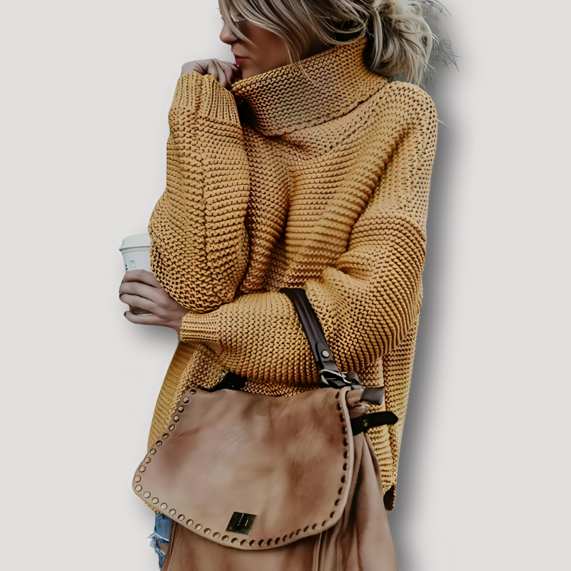 Oversized Chunky Turtleneck Knitted Sweater Women