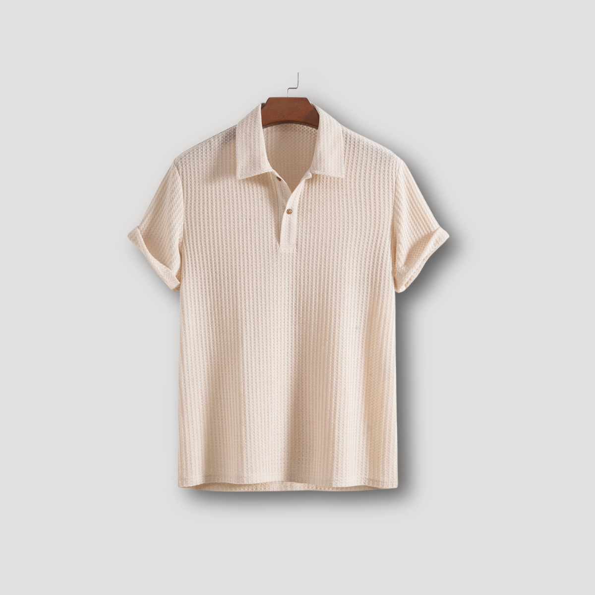 Plain Short Sleeve Waffle Shirt for Men