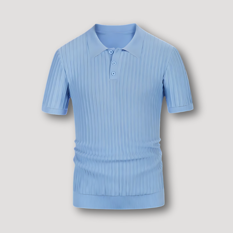 Casual Striped Ribbed Hem Solid Polo Shirts on Men