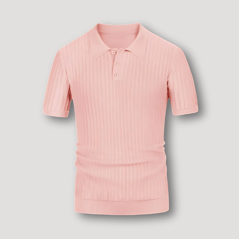 Casual Striped Ribbed Hem Solid Polo Shirts on Men