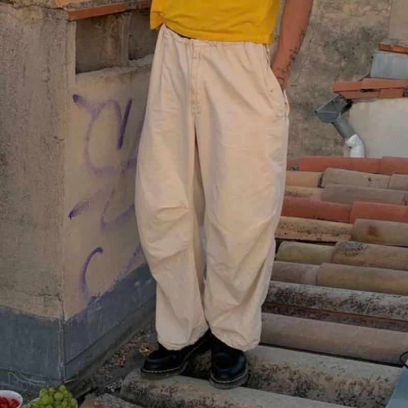 White Baggy Parachute Pants