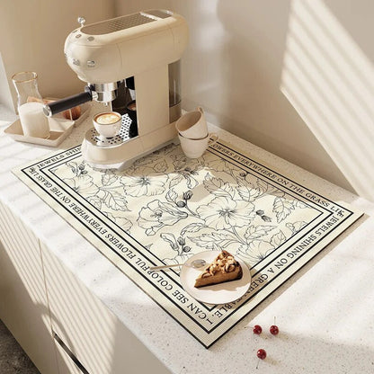 Premium Absorbent Draining Mat - Quick-Dry Microfiber, Non-Slip, Grey, Kitchen Essential