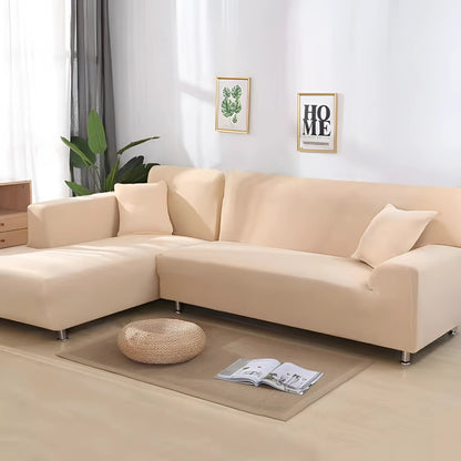 L Shape Stretchable Sofa Cover - Non Slip - Machine Washable - Velvet Fabric Material