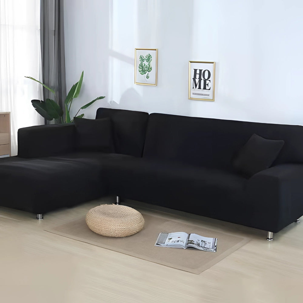 L Shape Stretchable Sofa Cover - Non Slip - Machine Washable - Velvet Fabric Material