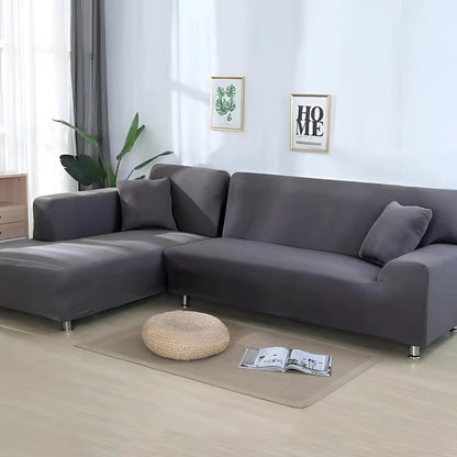 L Shape Stretchable Sofa Cover - Non Slip - Machine Washable - Velvet Fabric Material