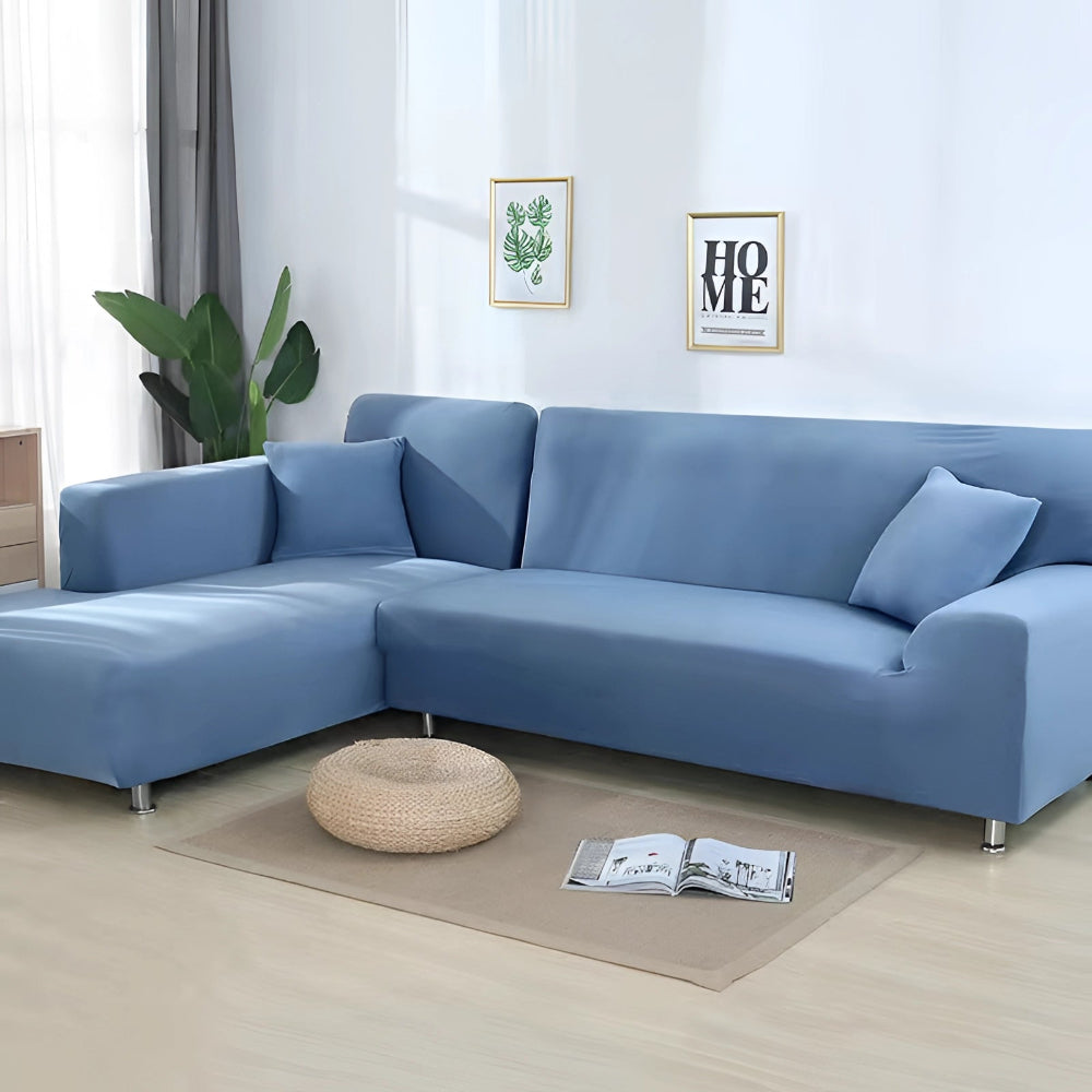 L Shape Stretchable Sofa Cover - Non Slip - Machine Washable - Velvet Fabric Material