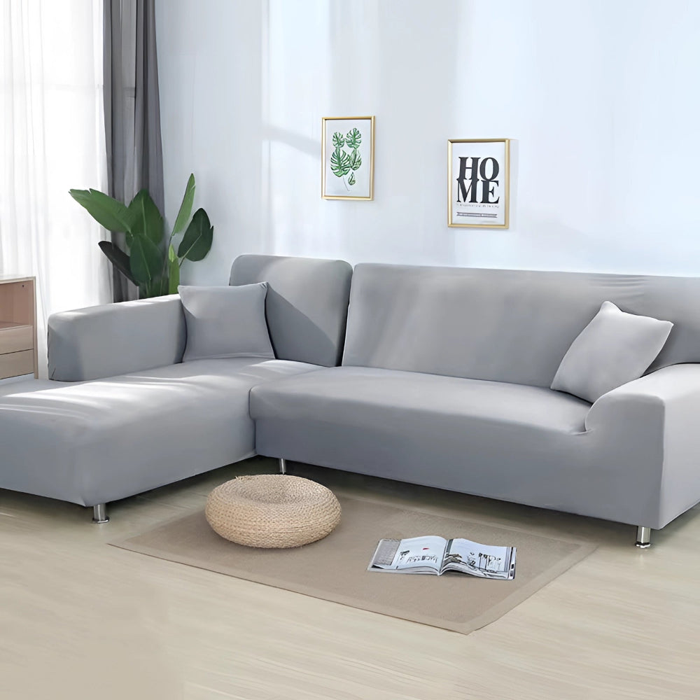 L Shape Stretchable Sofa Cover - Non Slip - Machine Washable - Velvet Fabric Material