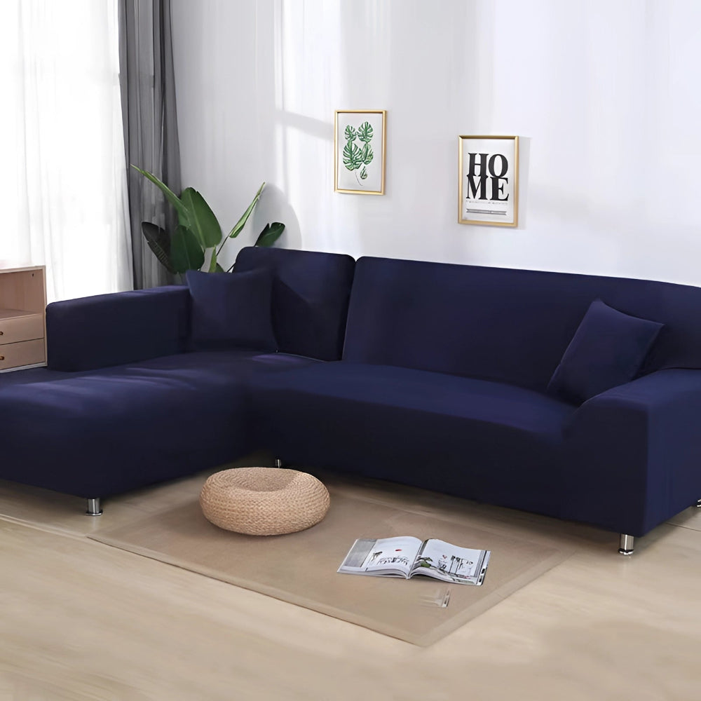 L Shape Stretchable Sofa Cover - Non Slip - Machine Washable - Velvet Fabric Material