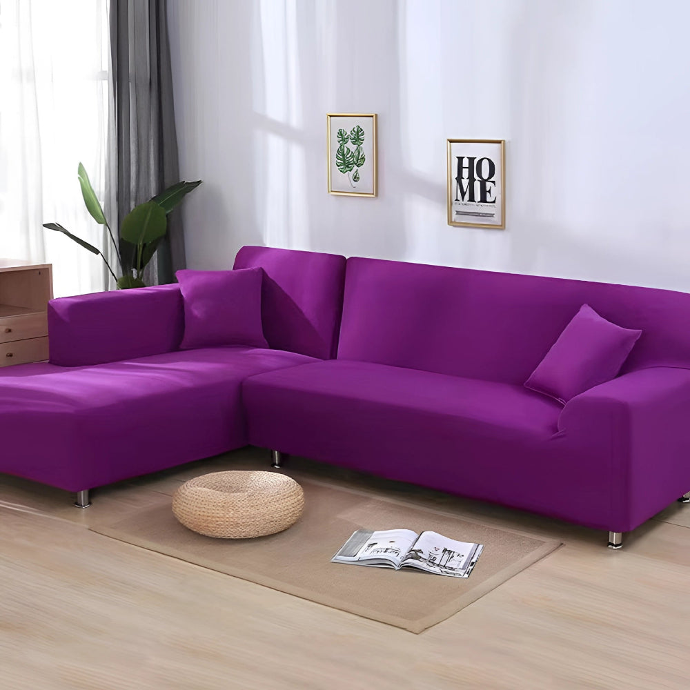 L Shape Stretchable Sofa Cover - Non Slip - Machine Washable - Velvet Fabric Material