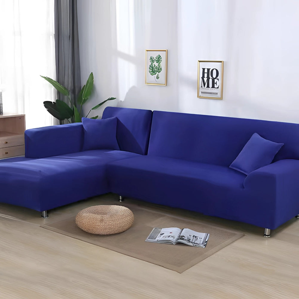 L Shape Stretchable Sofa Cover - Non Slip - Machine Washable - Velvet Fabric Material