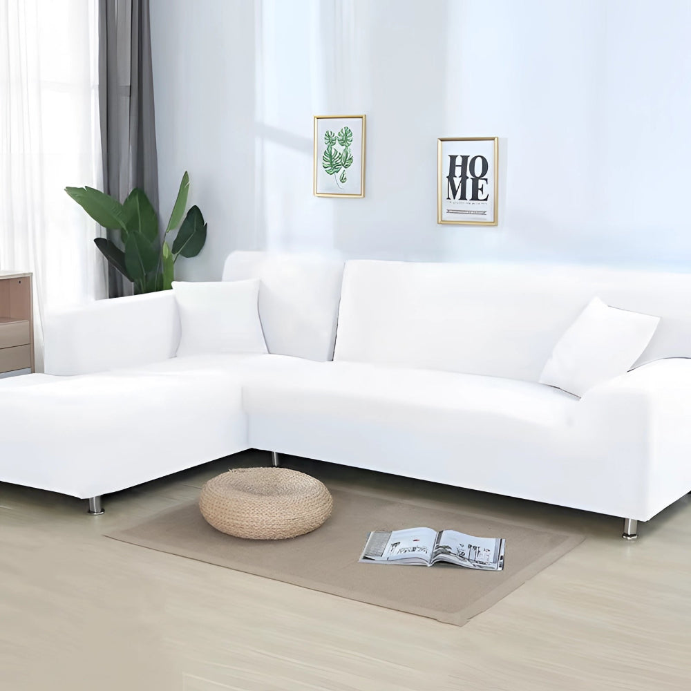 L Shape Stretchable Sofa Cover - Non Slip - Machine Washable - Velvet Fabric Material