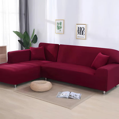 L Shape Stretchable Sofa Cover - Non Slip - Machine Washable - Velvet Fabric Material