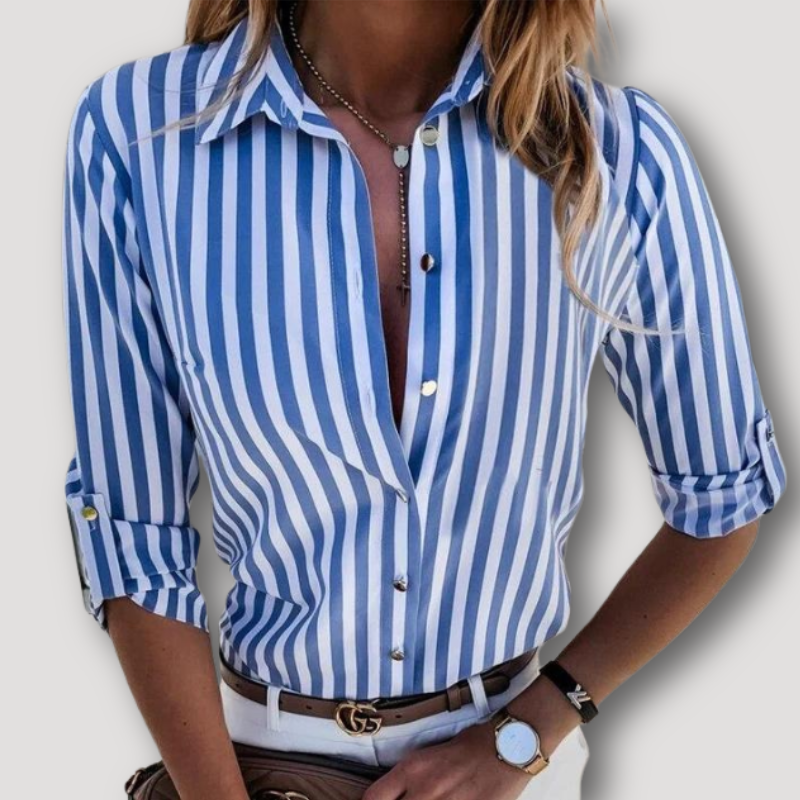 Casual Vertical Striped Long Sleeve Blouse for Women Work