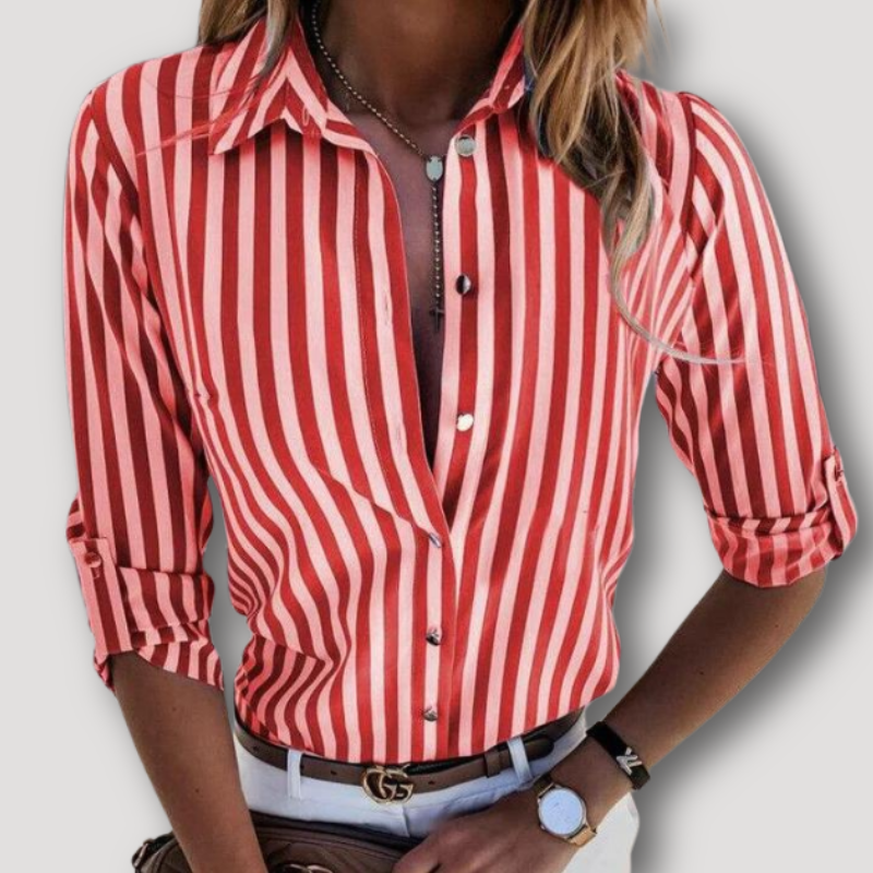 Casual Vertical Striped Long Sleeve Blouse for Women Work