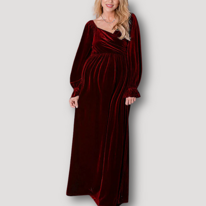 Velvet Pleated Maxi Dress Long Sleeve Maternity Dress Australia