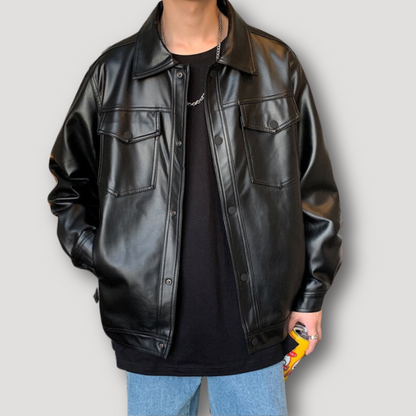 Windbreaker Motorcycle Leather Jacket Men