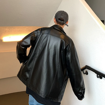 Windbreaker Motorcycle Leather Jacket Men