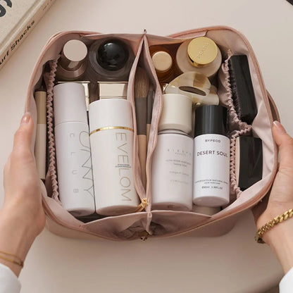 Leather Cosmetic Bag - Large Capacity - Waterproof - PU Leather Material