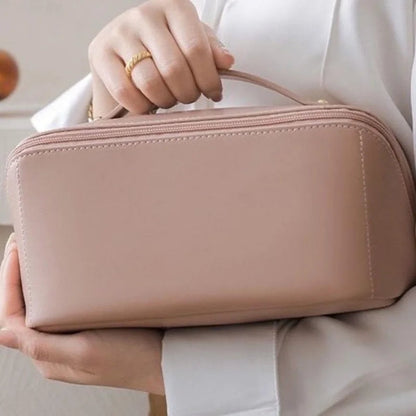 Leather Cosmetic Bag - Large Capacity - Waterproof - PU Leather Material