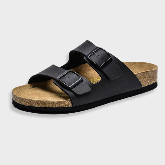 Leather Flat Slide Slippers - Comfortable Fit - Firm Sole