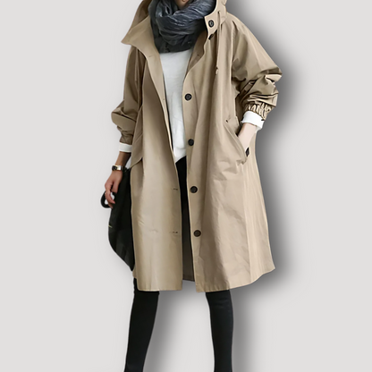 Casual Outerwear Hooded Trench Coat Women