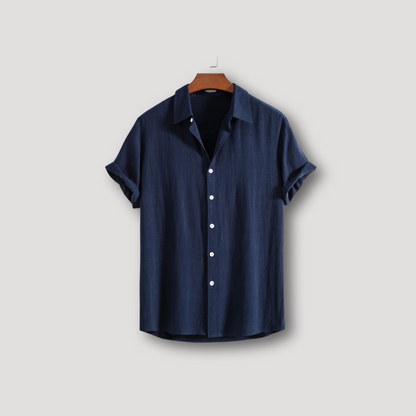 Casual Button Up Short Sleeve Plain Shirt