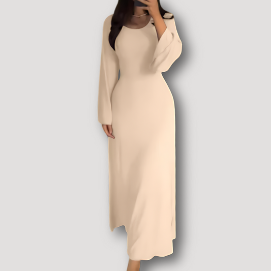 Ribbed Knit Long Flare Sleeve Bodycon Slit Maxi Dress Australia