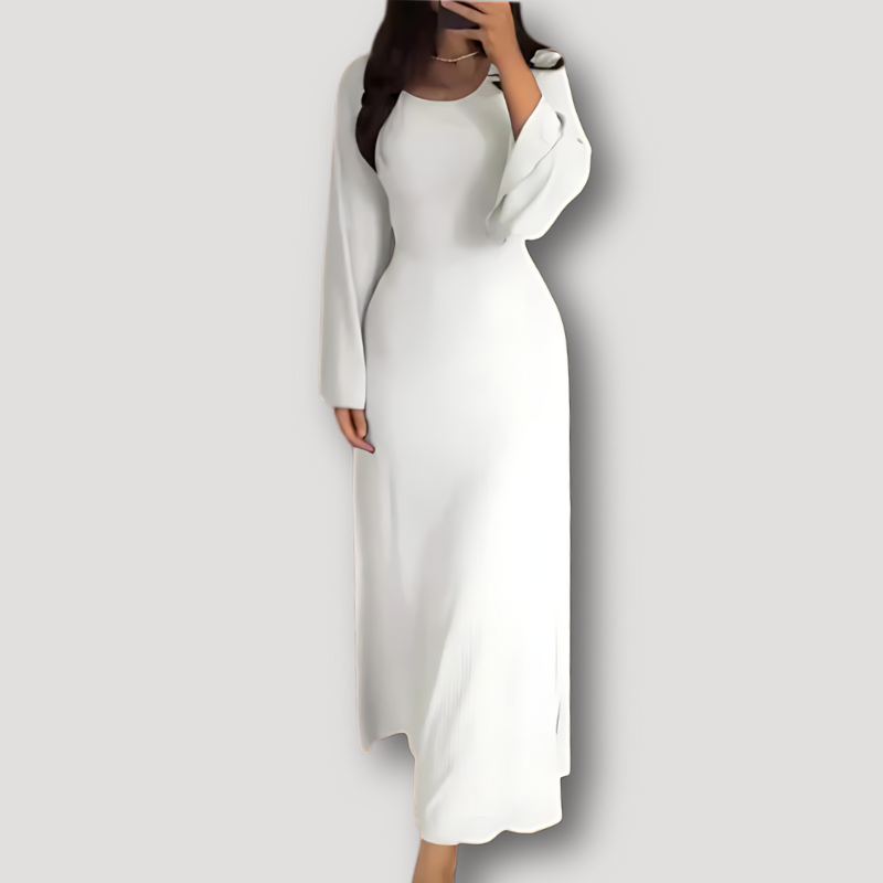 Ribbed Knit Long Flare Sleeve Bodycon Slit Maxi Dress Australia