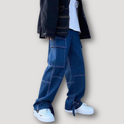 Wide Leg Straight Cargo Baggy Jeans Men