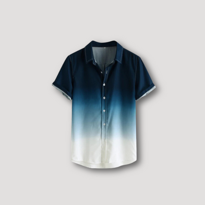 Gradient Color Short Sleeve Men Button Up Shirt