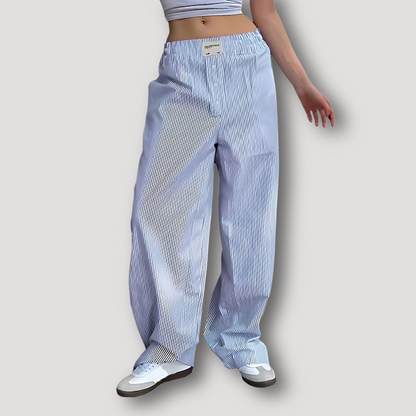 Wide Leg Relaxed Fit Pinstripes Loungewear Casual Pants