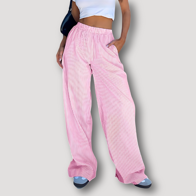 Wide Leg Relaxed Fit Pinstripes Loungewear Casual Pants