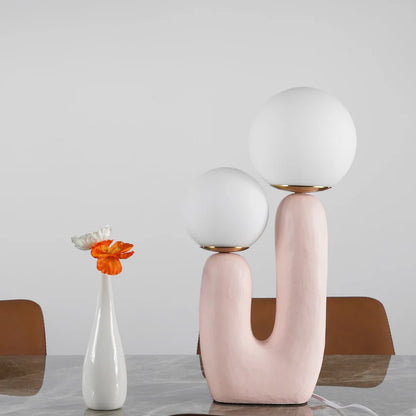 Lumina Smooth Blush Design  Table Lamp - Glass Globe - Diffuses Light