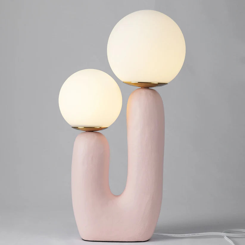 Lumina Smooth Blush Design  Table Lamp - Glass Globe - Diffuses Light