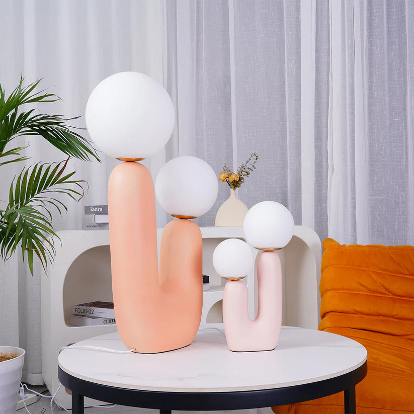 Lumina Smooth Blush Design  Table Lamp - Glass Globe - Diffuses Light