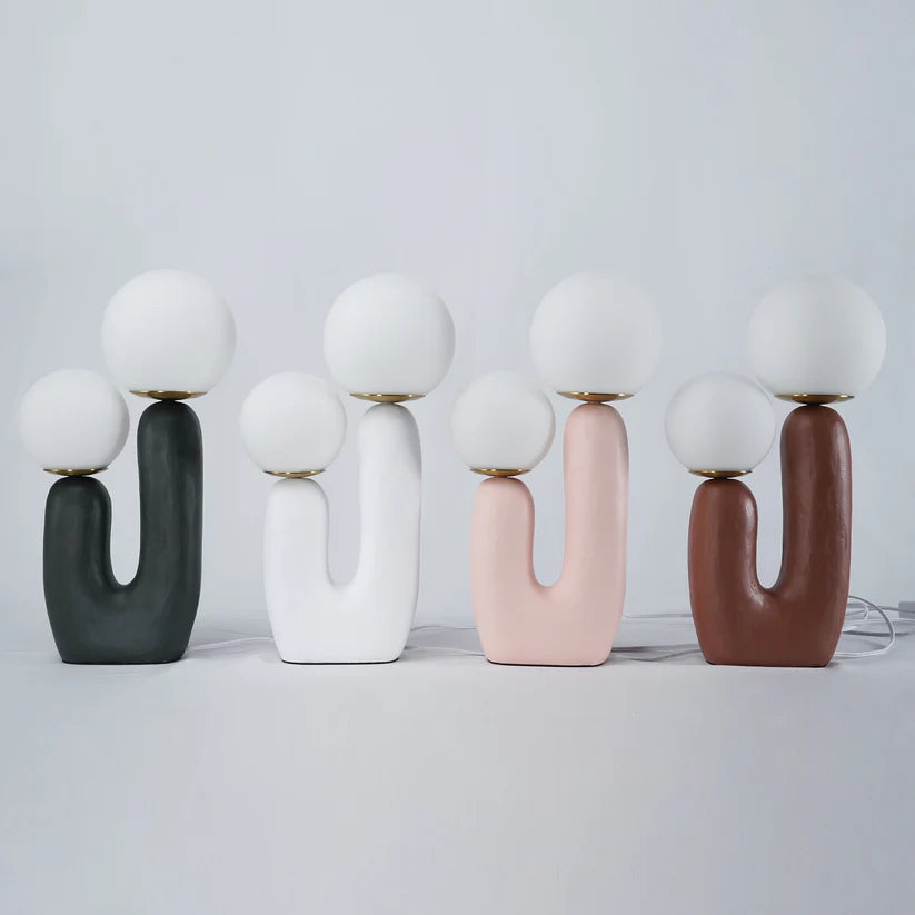 Lumina Smooth Blush Design  Table Lamp - Glass Globe - Diffuses Light