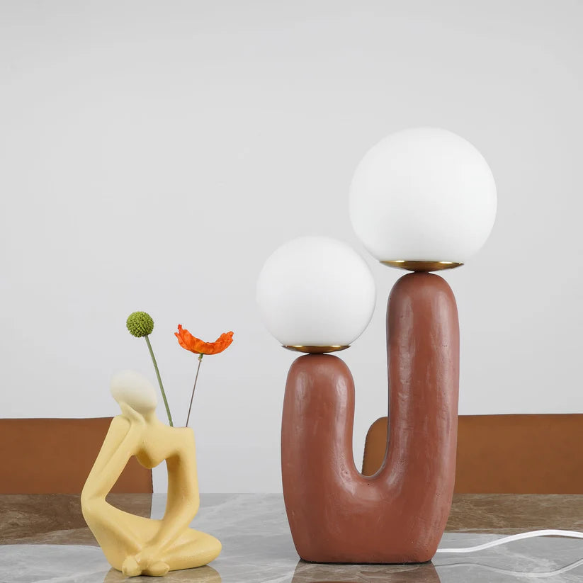 Lumina Smooth Blush Design  Table Lamp - Glass Globe - Diffuses Light