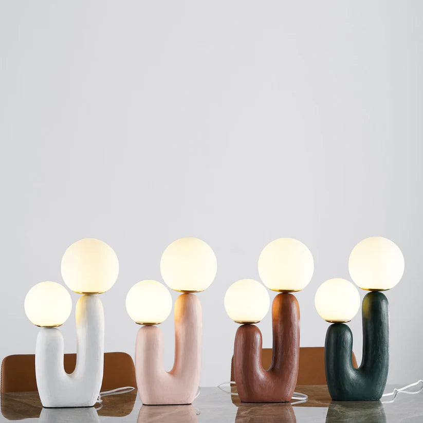 Lumina Smooth Blush Design  Table Lamp - Glass Globe - Diffuses Light