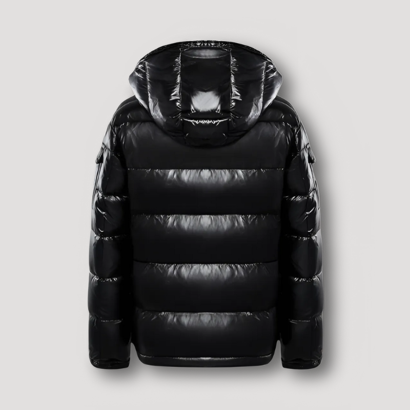 Quilted Hooded Shiny Puffer Jacket for Men